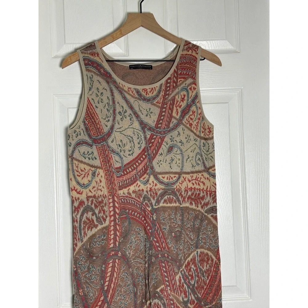 Peruvian Connection  Paisley Knit Sleeveless Midi Sheath Dress Medium‎